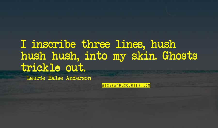 Aydar Kol Quotes By Laurie Halse Anderson: I inscribe three lines, hush hush hush, into Aydar Kol Quotes By Laurie Halse Anderson: I inscribe three lines, hush hush hush, into