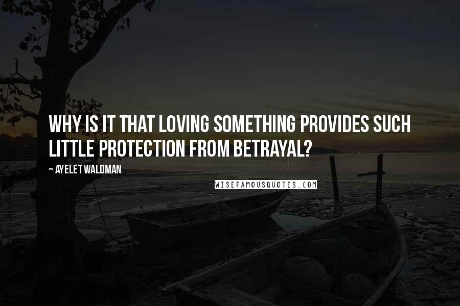 Ayelet Waldman quotes: Why is it that loving something provides such little protection from betrayal?