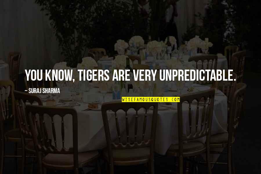 Ayorinde Akinrinlola Quotes By Suraj Sharma: You know, tigers are very unpredictable. Ayorinde Akinrinlola Quotes By Suraj Sharma: You know, tigers are very unpredictable.