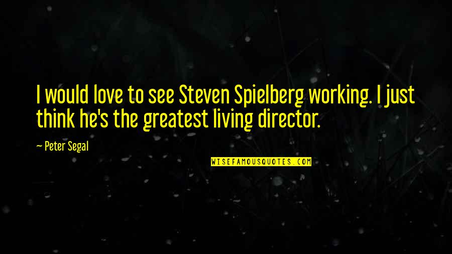 Ayotola Fowora Quotes By Peter Segal: I would love to see Steven Spielberg working. Ayotola Fowora Quotes By Peter Segal: I would love to see Steven Spielberg working.