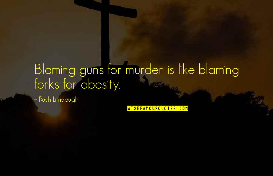 Ayuntamiento De Merida Quotes By Rush Limbaugh: Blaming guns for murder is like blaming forks