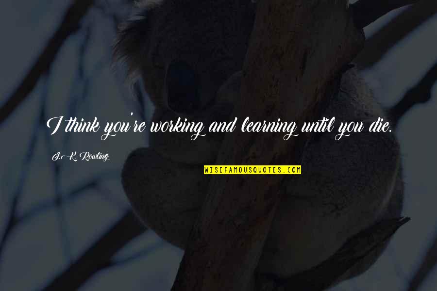 Azahran Quotes By J.K. Rowling: I think you're working and learning until you Azahran Quotes By J.K. Rowling: I think you're working and learning until you