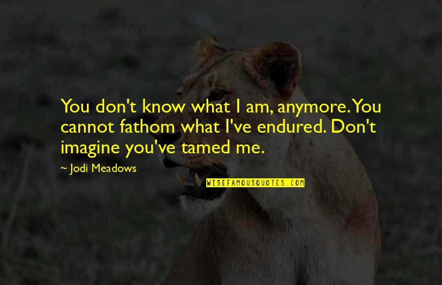 Azaria Azene Quotes By Jodi Meadows: You don't know what I am, anymore. You