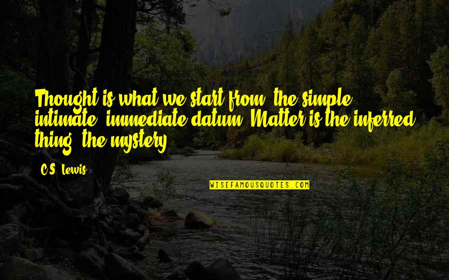 Azariel Santi Quotes By C.S. Lewis: Thought is what we start from: the simple, Azariel Santi Quotes By C.S. Lewis: Thought is what we start from: the simple,