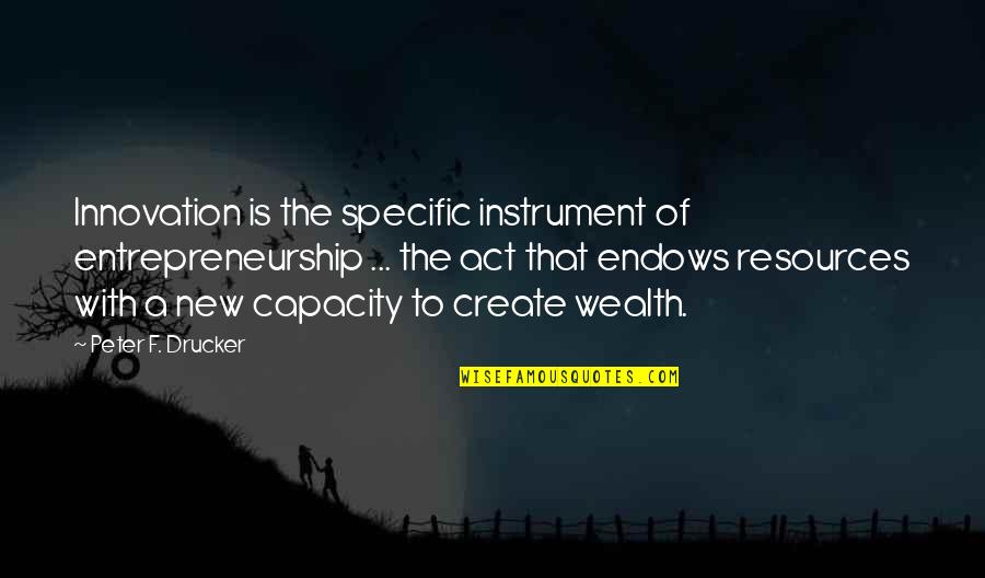Aza's Quotes By Peter F. Drucker: Innovation is the specific instrument of entrepreneurship ...