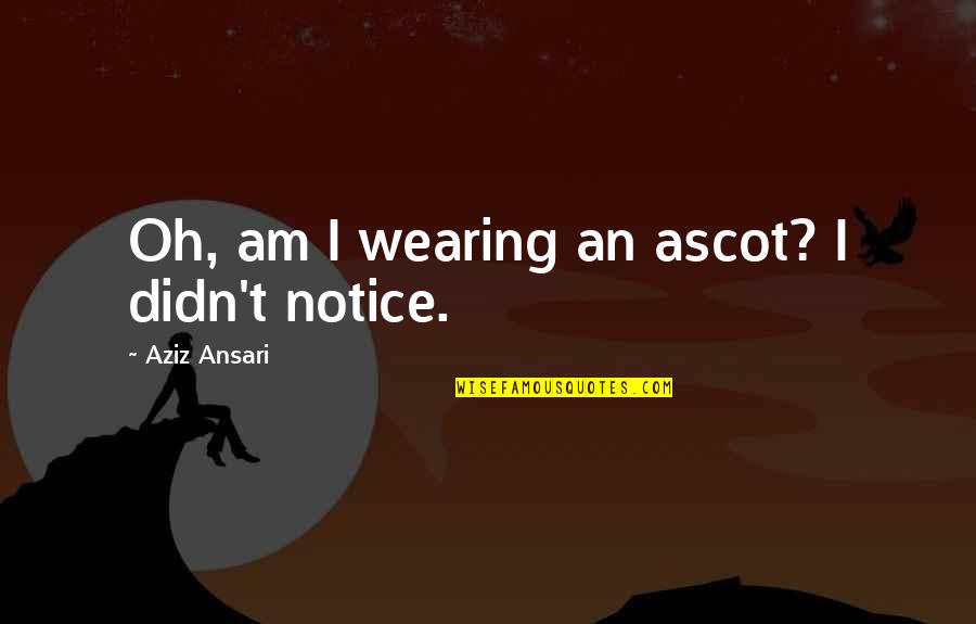 Aziz Quotes By Aziz Ansari: Oh, am I wearing an ascot? I didn't