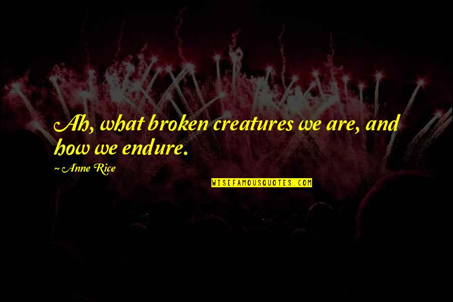 Azizah Al Hibri Quotes By Anne Rice: Ah, what broken creatures we are, and how