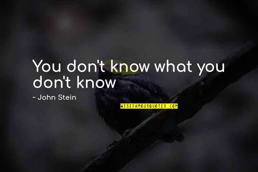 Azores Vacation Quotes By John Stein: You don't know what you don't know