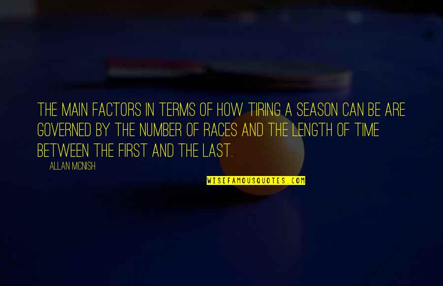 Azufre Propiedades Quotes By Allan McNish: The main factors in terms of how tiring Azufre Propiedades Quotes By Allan McNish: The main factors in terms of how tiring