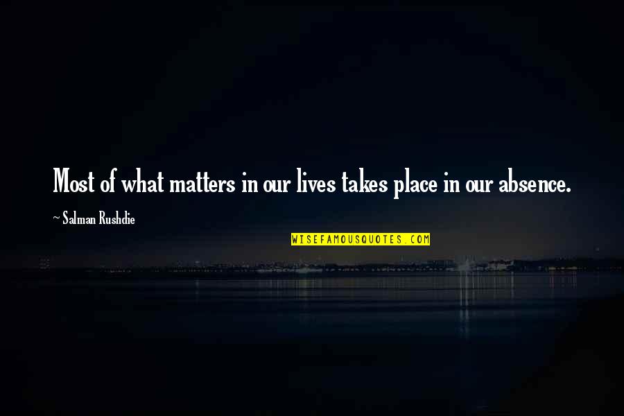 Azzawajal Quotes By Salman Rushdie: Most of what matters in our lives takes Azzawajal Quotes By Salman Rushdie: Most of what matters in our lives takes