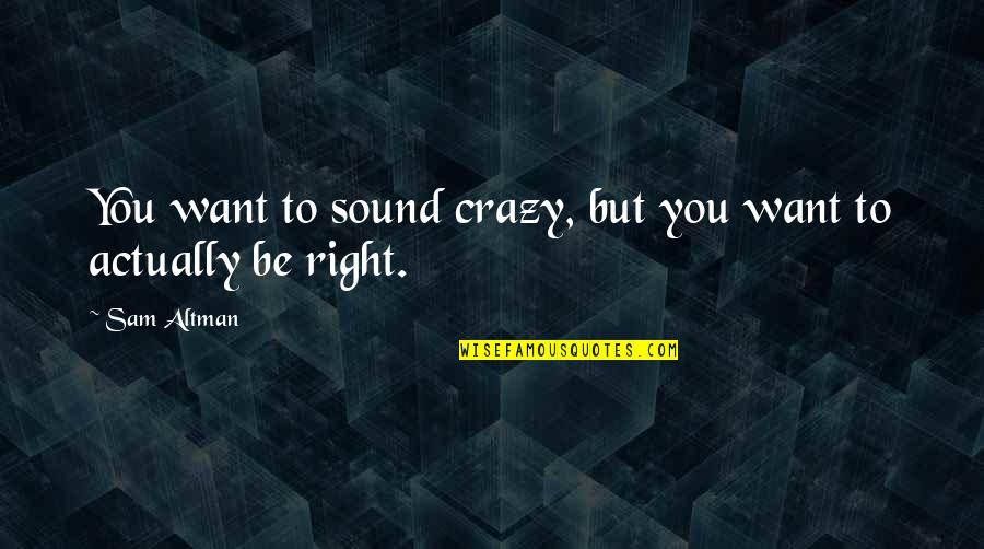 B Altman Quotes By Sam Altman: You want to sound crazy, but you want