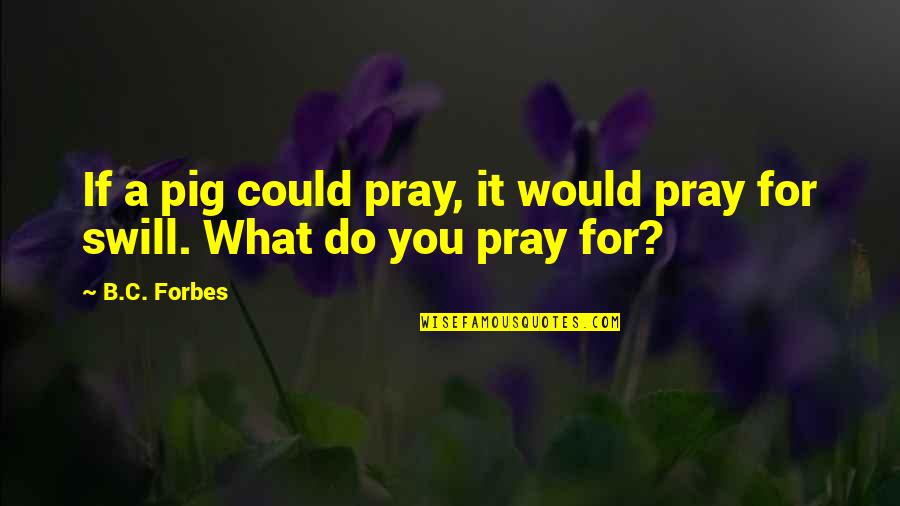 B C Forbes Quotes By B.C. Forbes: If a pig could pray, it would pray