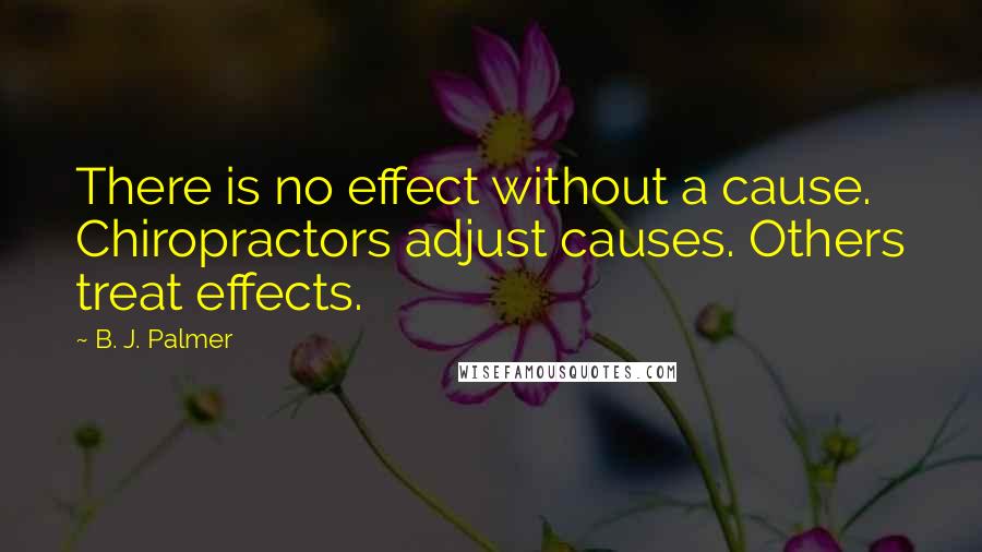 B. J. Palmer quotes: There is no effect without a cause. Chiropractors adjust causes. Others treat effects.