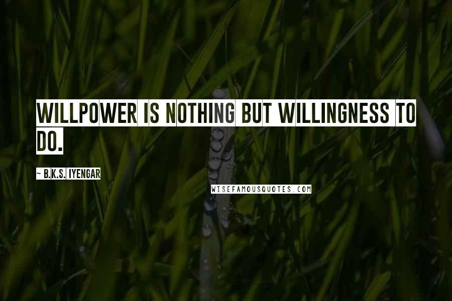 B.K.S. Iyengar quotes: Willpower is nothing but willingness to do.