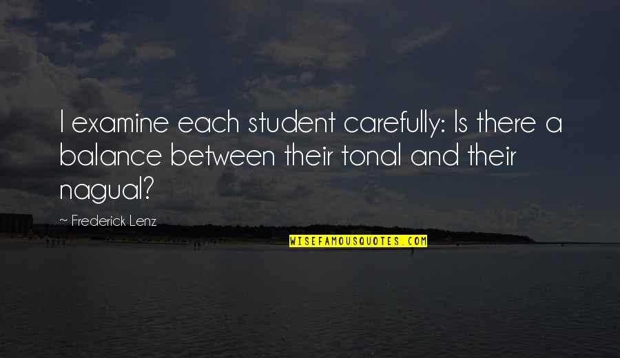 B.tech Students Quotes By Frederick Lenz: I examine each student carefully: Is there a