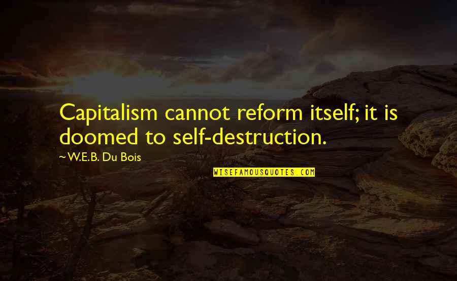 B&w Quotes By W.E.B. Du Bois: Capitalism cannot reform itself; it is doomed to