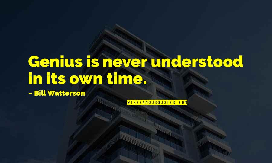 B Watterson Quotes By Bill Watterson: Genius is never understood in its own time.