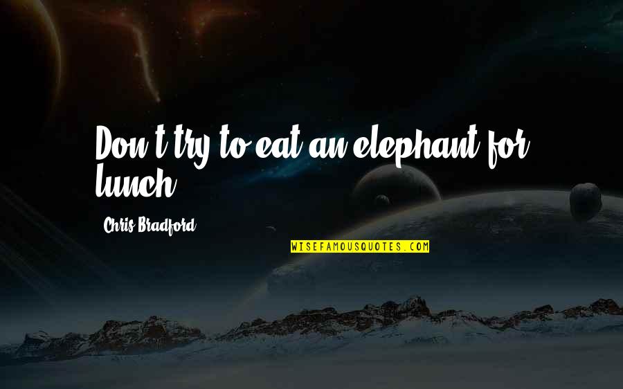 B1ologic Quotes By Chris Bradford: Don't try to eat an elephant for lunch.