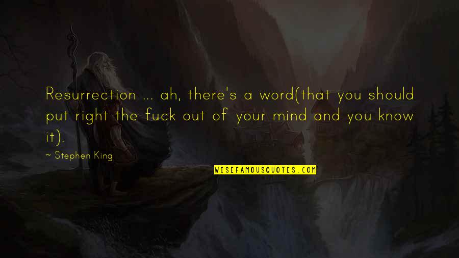 B377 Super Quotes By Stephen King: Resurrection ... ah, there's a word(that you should