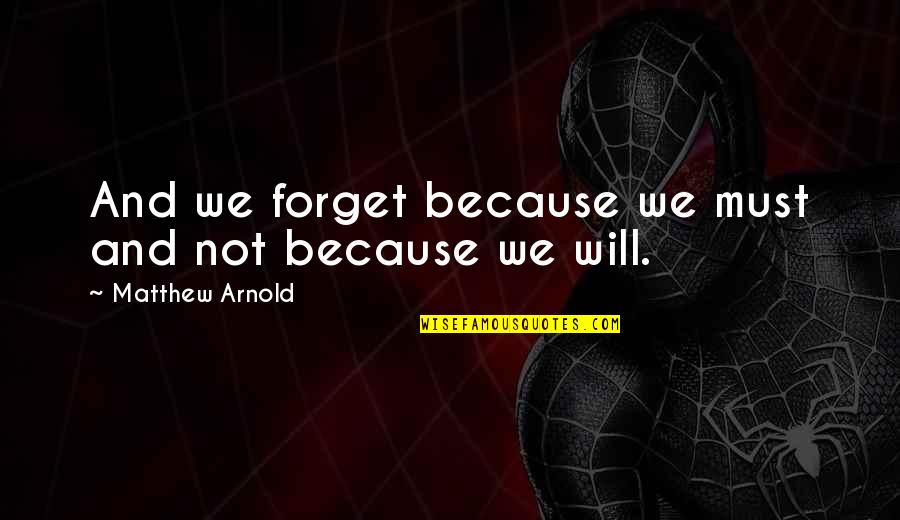 Babalik Kang Muli Quotes By Matthew Arnold: And we forget because we must and not