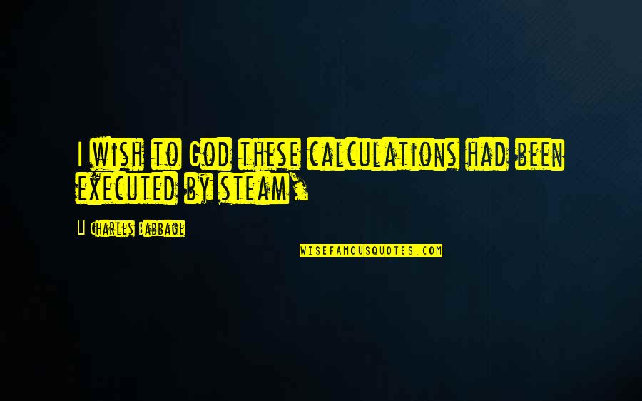 Babbage's Quotes By Charles Babbage: I wish to God these calculations had been