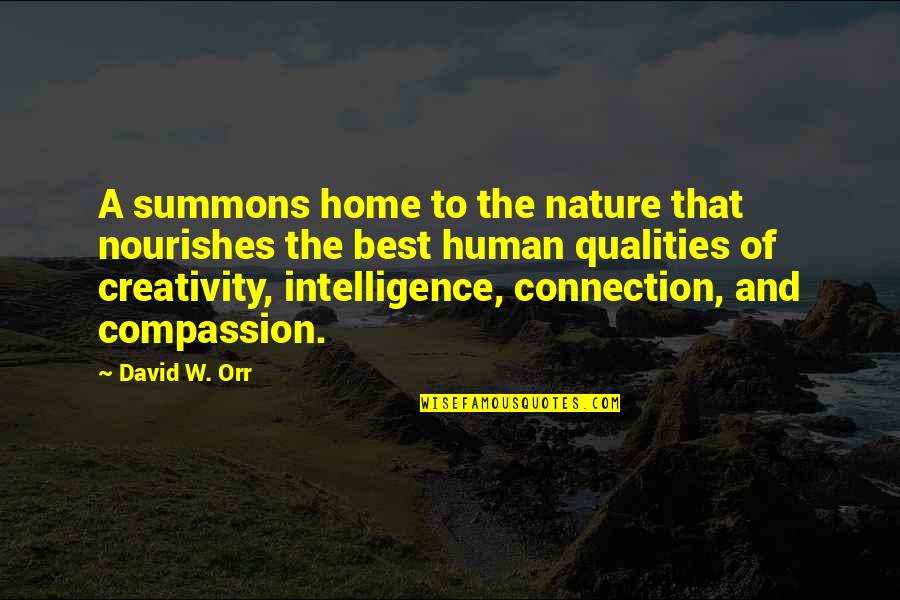 Babealicious Quotes By David W. Orr: A summons home to the nature that nourishes