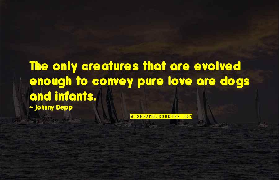 Babies And Dogs Quotes By Johnny Depp: The only creatures that are evolved enough to