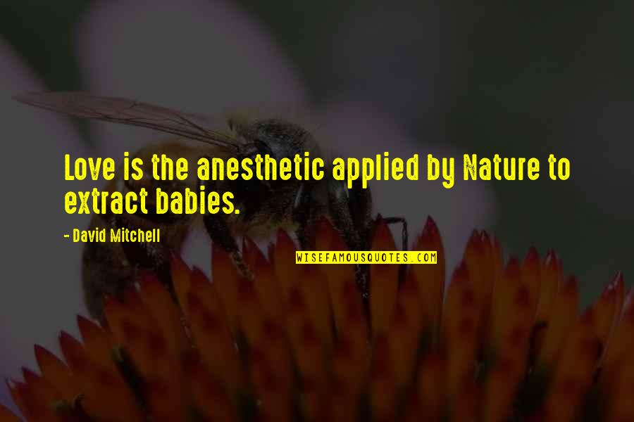 Babies Love Quotes By David Mitchell: Love is the anesthetic applied by Nature to