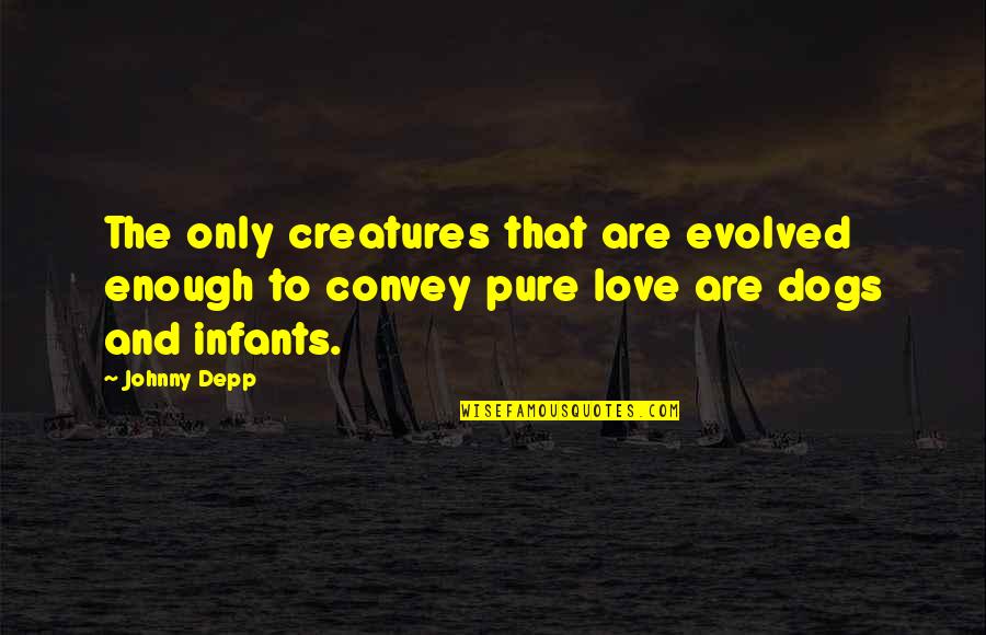 Babies Love Quotes By Johnny Depp: The only creatures that are evolved enough to