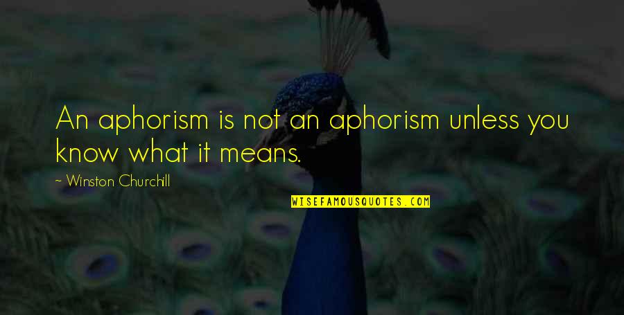 Babloo Quotes By Winston Churchill: An aphorism is not an aphorism unless you