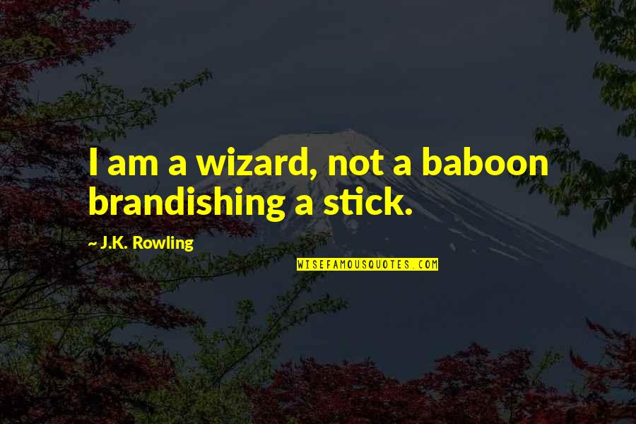 Baboon Quotes By J.K. Rowling: I am a wizard, not a baboon brandishing