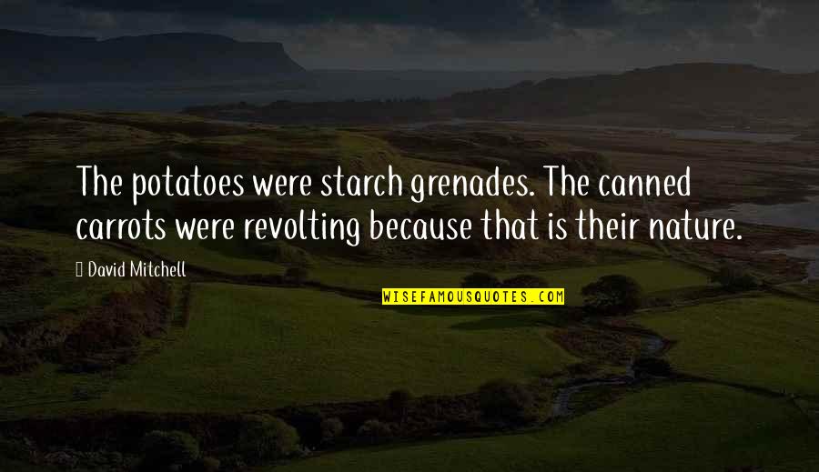 Babri Masjid Demolition Quotes By David Mitchell: The potatoes were starch grenades. The canned carrots