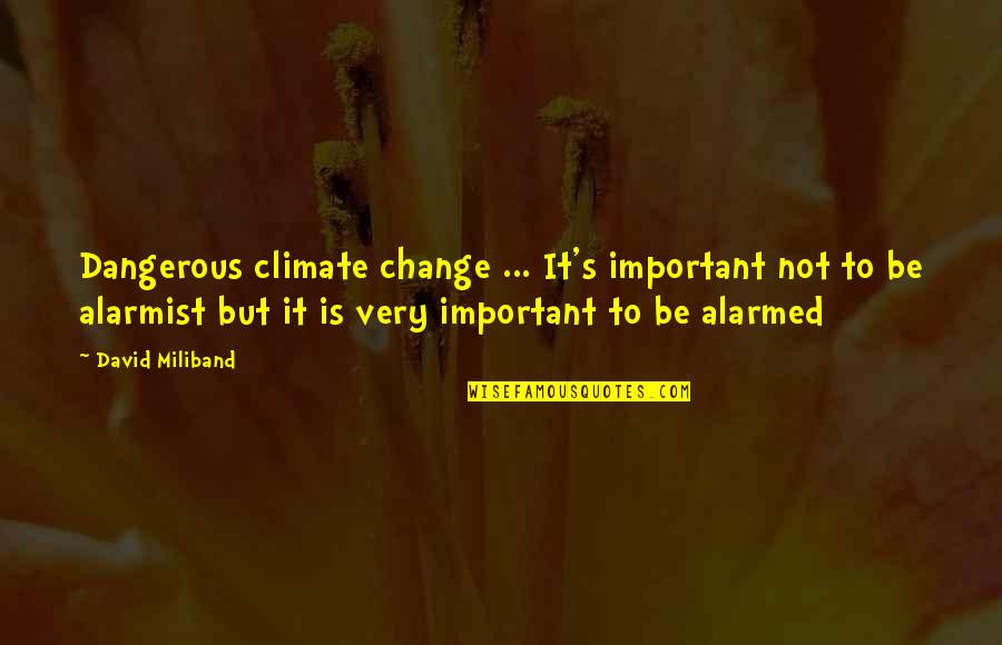 Baby Death Quotes By David Miliband: Dangerous climate change ... It's important not to