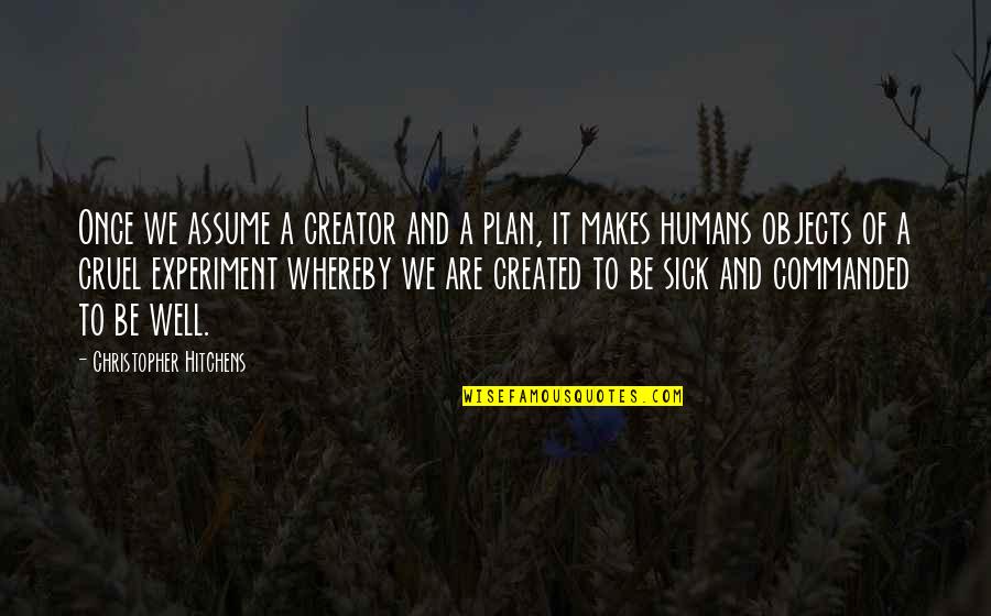 Baby Growing Quotes By Christopher Hitchens: Once we assume a creator and a plan,