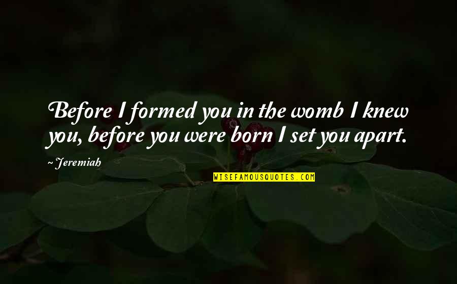 Baby In My Womb Quotes By Jeremiah: Before I formed you in the womb I