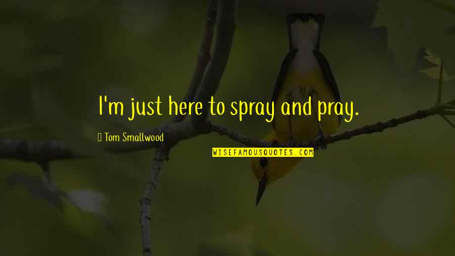 Baby In Whom Quotes By Tom Smallwood: I'm just here to spray and pray. Baby In Whom Quotes By Tom Smallwood: I'm just here to spray and pray.