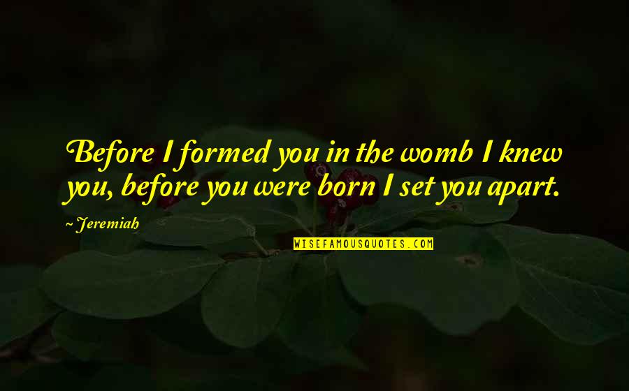 Baby In Womb Quotes By Jeremiah: Before I formed you in the womb I