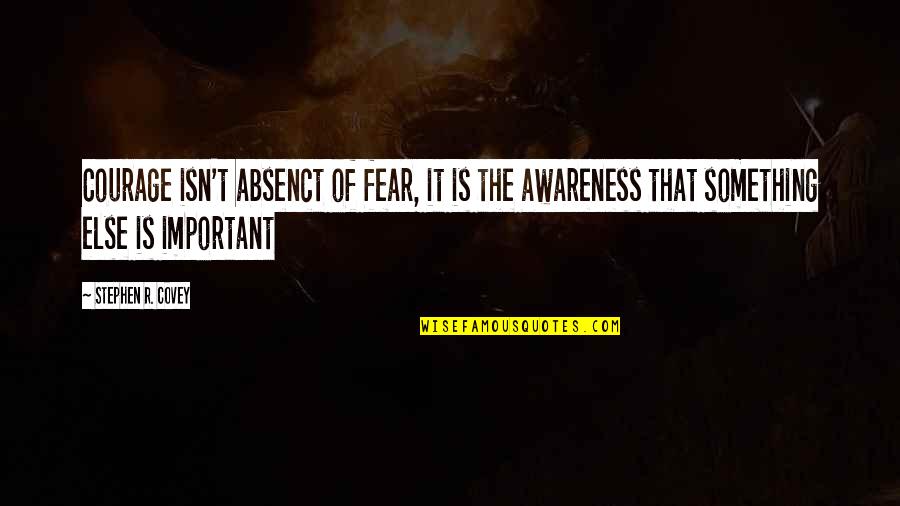 Baby Kick Quotes By Stephen R. Covey: Courage isn't absenct of fear, it is the