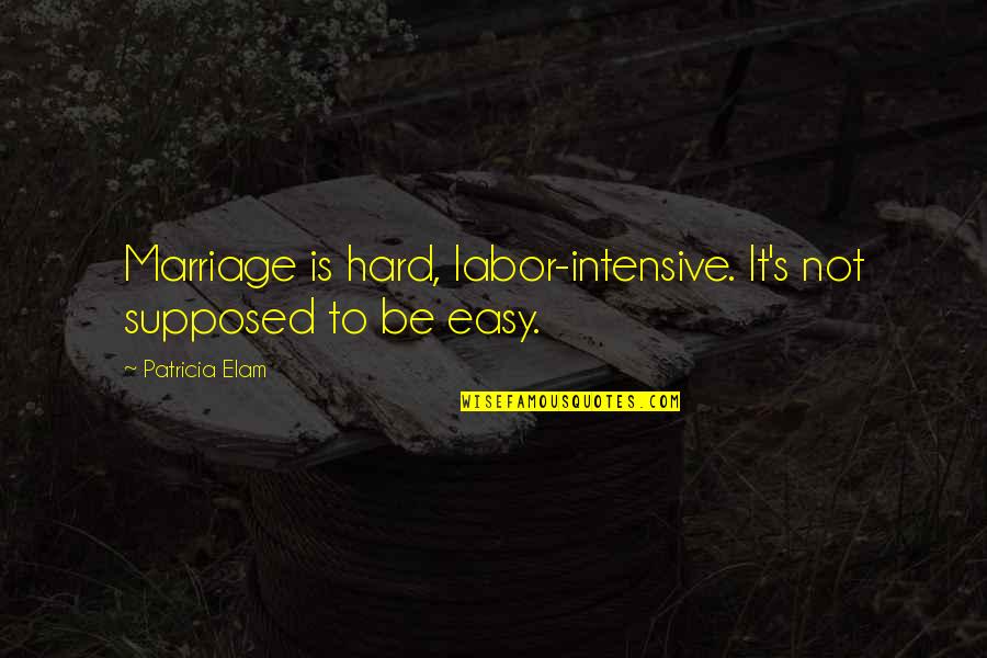 Baby Let Me Quotes By Patricia Elam: Marriage is hard, labor-intensive. It's not supposed to