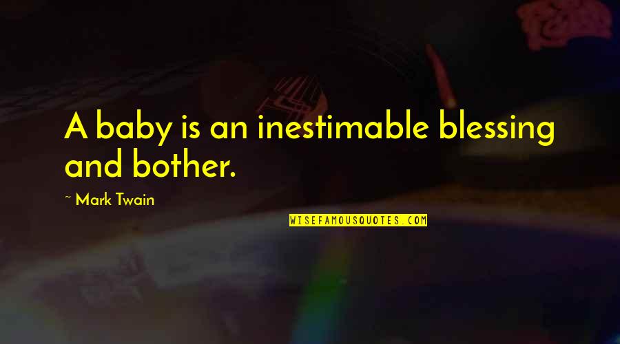 Baby Motivational Quotes By Mark Twain: A baby is an inestimable blessing and bother.