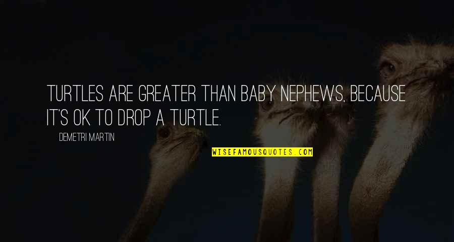 Baby Nephew Quotes By Demetri Martin: Turtles are greater than baby nephews, because it's