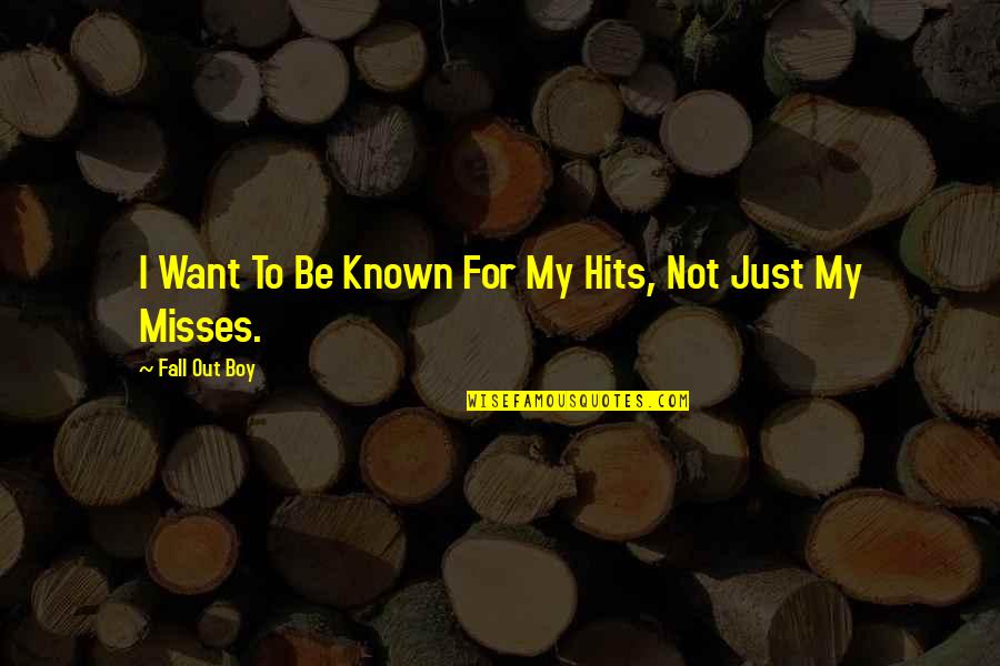 Baby Snuggles Quotes By Fall Out Boy: I Want To Be Known For My Hits,