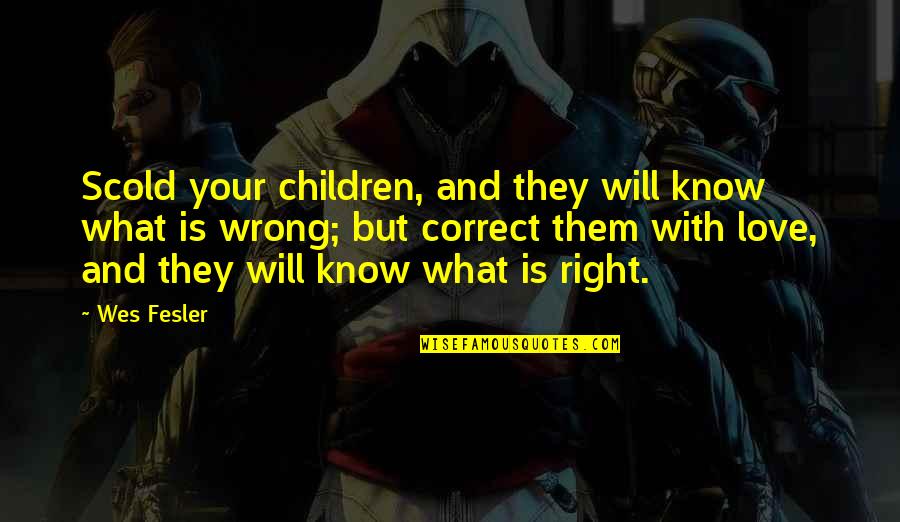 Babysitting My Nephews Quotes By Wes Fesler: Scold your children, and they will know what