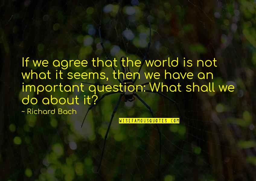 Bach Quotes By Richard Bach: If we agree that the world is not