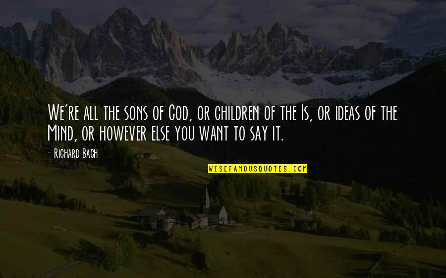 Bach Quotes By Richard Bach: We're all the sons of God, or children