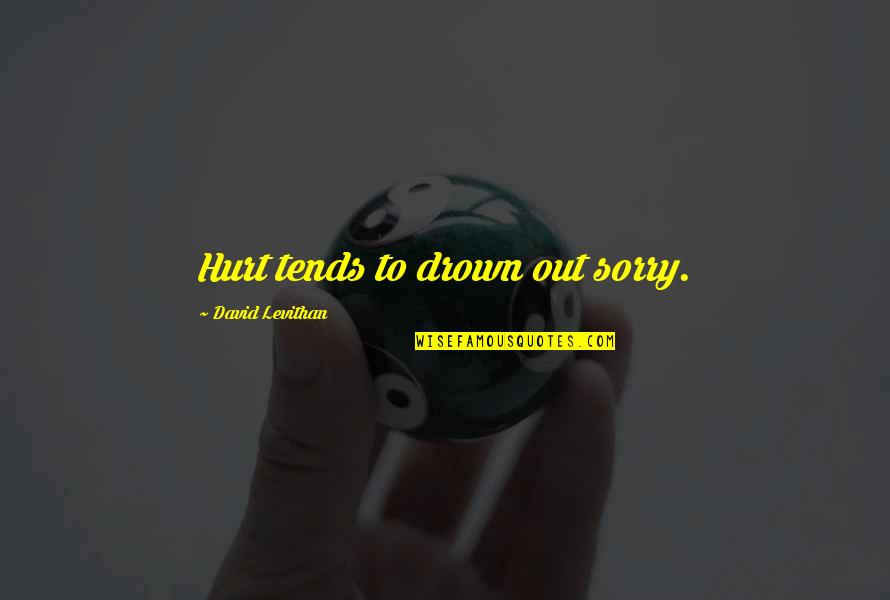 Bachmayer Solingen Quotes By David Levithan: Hurt tends to drown out sorry. Bachmayer Solingen Quotes By David Levithan: Hurt tends to drown out sorry.