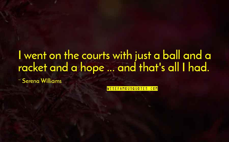 Bacigalupi Winery Quotes By Serena Williams: I went on the courts with just a