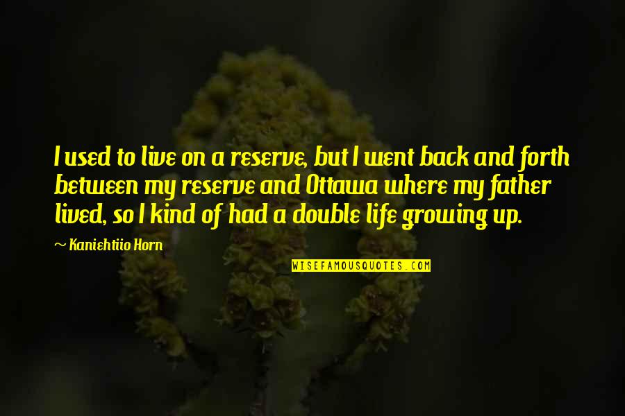 Back And Forth Quotes By Kaniehtiio Horn: I used to live on a reserve, but