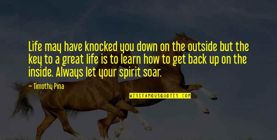 Back Down Quotes By Timothy Pina: Life may have knocked you down on the