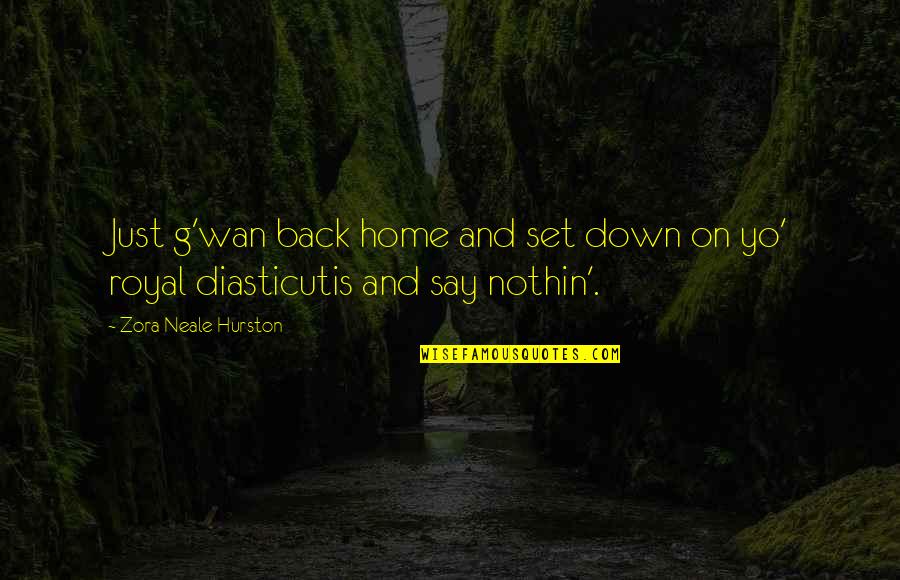 Back Down Quotes By Zora Neale Hurston: Just g'wan back home and set down on